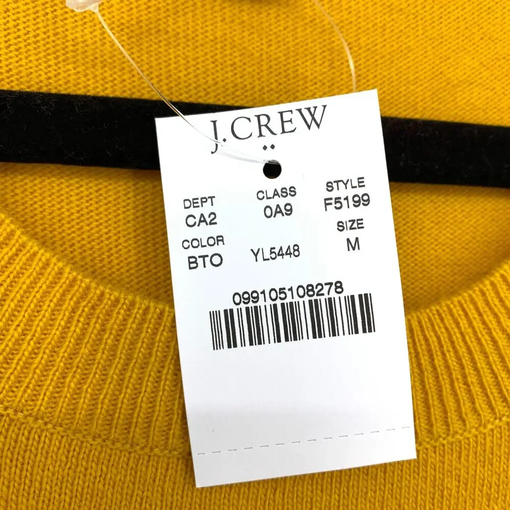 J.Crew Cotton Wool Blend Teddie Pullover Sweater Womens Sz M Golden Yellow NEW